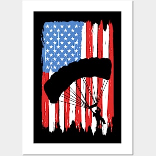 American Flag Skydiving Graphic Posters and Art